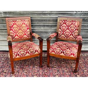 Paire De Fauteuils En Acajou D’époque Empire