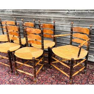 19th Century Straw Chairs And Armchairs