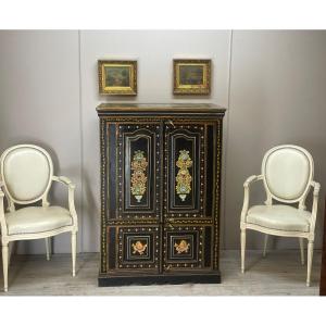 19th Century Polychrome Painted Wooden Cabinet 