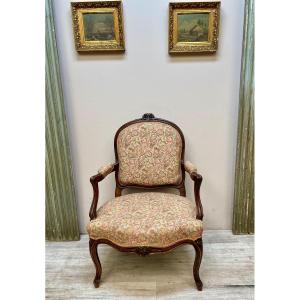 Louis XV Armchair In Walnut From The 18th Century
