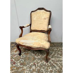 Louis XV Style Walnut Armchair 