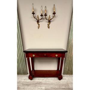 19th Century Empire Style Mahogany Console Table