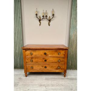 Louis XVI Style Chest Of Drawers In Cherry Wood, 19th Century 
