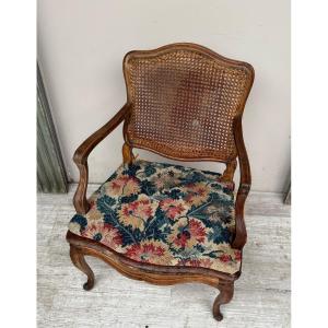 Louis XV Period Walnut Cane Armchair 