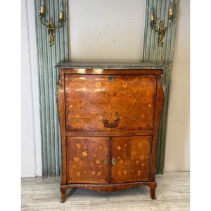 Louis XV Secretary In Marquetry From The Napoleon III Period