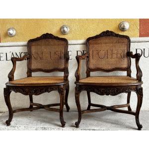Pair Of Fluted Regency-style Armchairs 