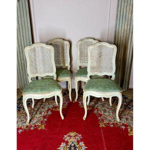Set Of 4 Chairs By Jean Mocque Paris, Louis XV Style 