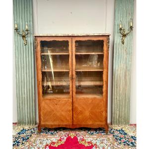 Louis XV Style Marquetry Display Cabinet 