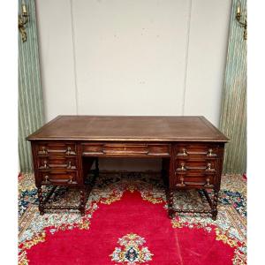Louis XIII Style Mazarin Desk. 19th Century, Oak 