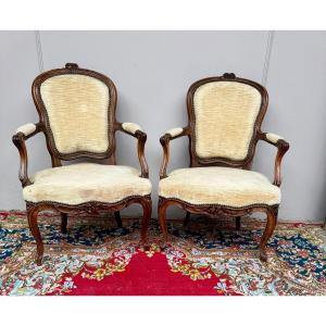 Suite Of Two Louis XV Cabriolet Armchairs