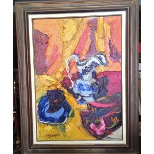 Pierre  Ambrogiani  ( 1907  1985 ) Huile Sur Toile nature morte Intitulée Au Dos  