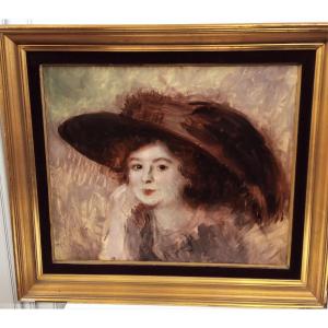 Jeanne Forain ( 1865  1954 )  : " Autoportrait Au Chapeau " Sbd Daté 1913