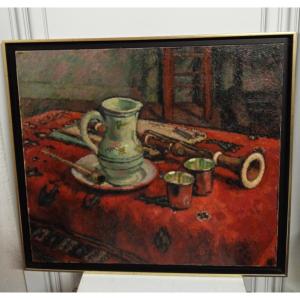 Charles Guérin : Sens 1875 Paris 1939" Nature Morte à La Clarinette "
