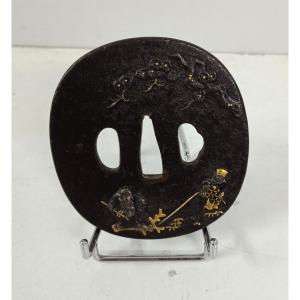 Damascus Iron Tsuba Japan Edo Period (1603-1868)