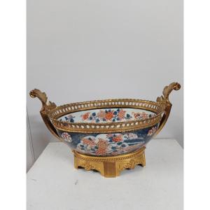 Coupe Porcelaine Imari Montée Bronze Doré XIX