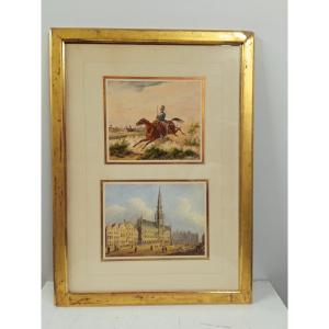 2 Watercolors XIX Frames: Swebach (1800 1870) Faed (1820 1902)