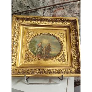 Flemish School Mid-17th Century Oil On Copper "the Flight Into Egypt"