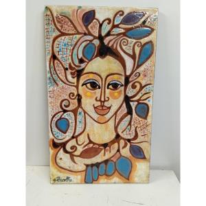 Jacqueline Bartre Enamed Plaque From The 50s