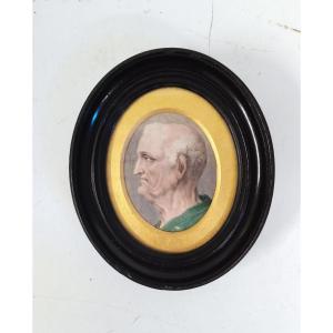 Large Miniature Profile Of A Man 19th Century