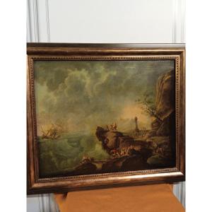 Lacroix De Marseille (attributed To) Marine End Of The 18th Century