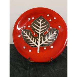 Picart Le Doux (1902-1982) Fig Leaf On A Nuanced Orange Background