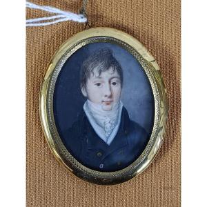 Oval Miniature Portrait Of A Young Man, Early 19th Century
