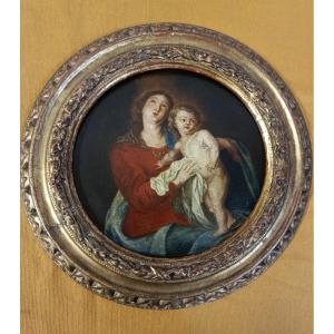 Flemish School After Rubens: "virgin And Child Jesus" In A Louis XIV Period Frame