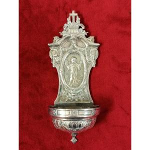 Silver Holy Water Font, Foreign Work, 19th Century 