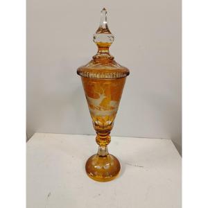 Large Bohemian Crystal Bonbonnière, Early 20th Century