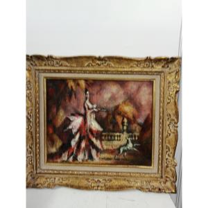 Charles Guérin ('1875  1939 ) Oil On Canvas Youg Woman In The Park