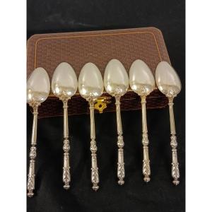 6 Small Silver Spoons Hallmarked Lapparra Antoine