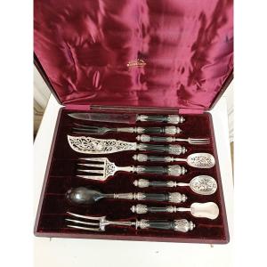 Set Of Solid Silver And Ebony Flatware