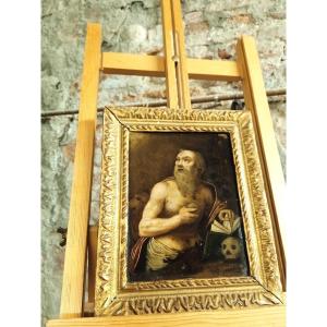 Oil On Copper Saint Jerome