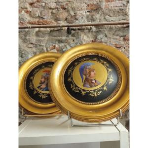Decorative Art Pair Of Paintings On Porcelain