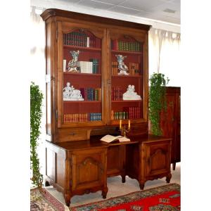 Important Scriban  18th Century, Library Desk With Mesh Doors, Louis XV, Bourgogne Region