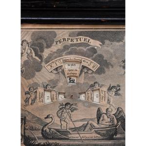Rare Empire Period Engraving Forming A Perpetual Calendar, Framed Under Glass, Early 19th Century