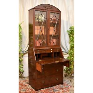 English Scriban, Library Desk, Secretary In Mahogany And Mahogany Veneer, Circa 1820