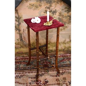 Bamboo Wood Stool With Japanese Decor, Napoleon III Period