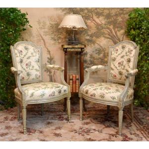 Two Louis XVI Cabriolet Armchairs, One Stamped Jullienne, Circa 1775 - 1780