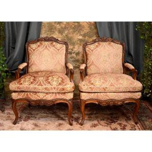 Pair Of Louis XV Period Armchairs, Rhône Valley, 18th Century, Circa 1740