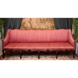 Large Regency / Louis XV Period Bench, High-backed Sofa, Four Seats, 18th Century