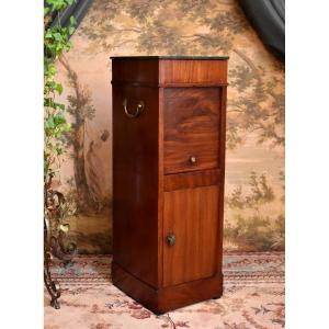 Officer's Bedside Table In Mahogany And Mahogany Veneer, Empire Period, Early 19th Century