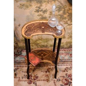 Kidney-shaped Saddle In Blackened Wood And Marquetry, Napoleon III Period