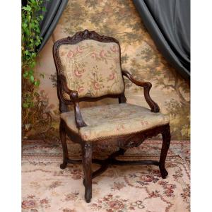 Regency Period Armchair, Small Point Tapestry, Early 18th Century