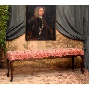 Large Louis XV Period Walnut Bench, Mid-18th Century 