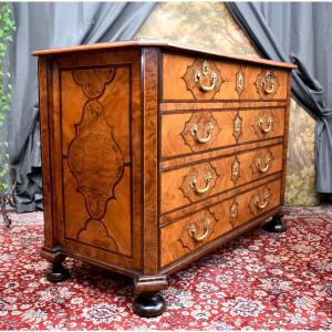 Louis XIV Marquetry Chest Of Drawers, Alsace Or Rhine Valley, Hache Style