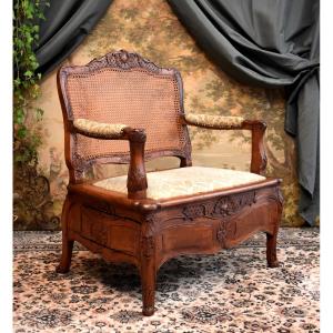 Large Regency Period Armchair, Commode Chair, Caned Seat, Circa 1720, 18th Century