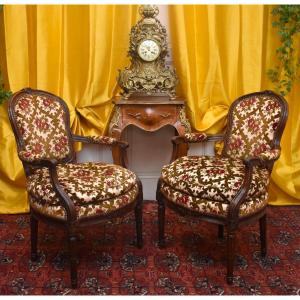 Pair Of Cabriolet Armchairs, Transition Period, Louis XV / Louis XVI, Circa 1760-1770, 18th Century