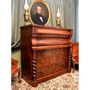  Scottish Mahogany Chest Of Drawers, Side-height Chest, Hat Drawer, Scotland, 19th Century
