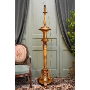 Giltwood Floor Lamp In The Louis XVI Style, Napoleon III Period, 19th Century